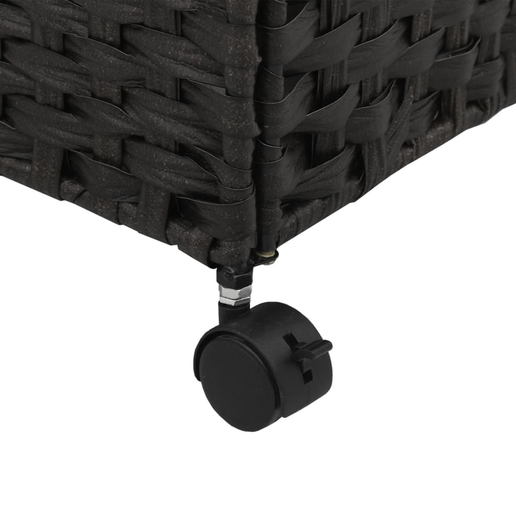 Cesto Portabiancheria con Ruote Nero 60x35x60,5 cm Rattan 372042