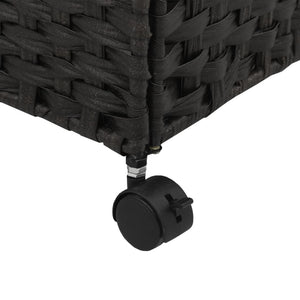 Cesto Portabiancheria con Ruote Nero 60x35x60,5 cm Rattan