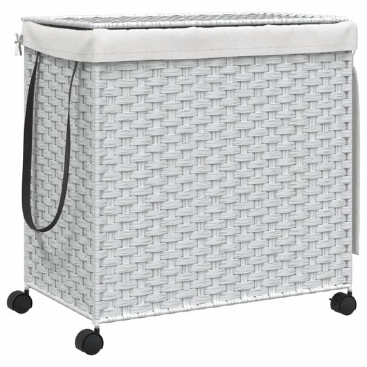 Cesto Portabiancheria con Ruote Bianco 60x35x60,5 cm Rattancod mxl 133377