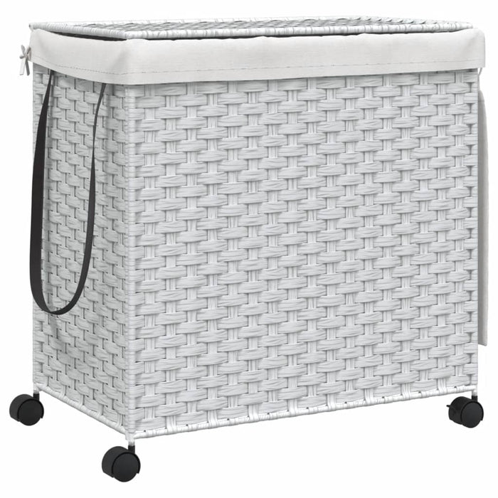 Cesto Portabiancheria con Ruote Bianco 60x35x60,5 cm Rattancod mxl 133377