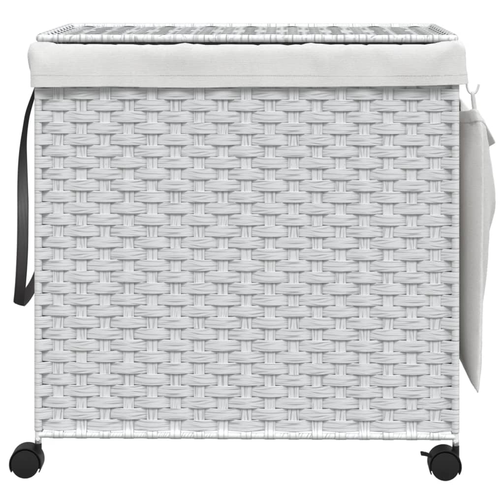 Cesto Portabiancheria con Ruote Bianco 60x35x60,5 cm Rattancod mxl 133377