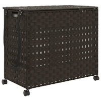 Cesto Portabiancheria Ruote Marrone Scuro 66x35x60 cm Rattan 372045