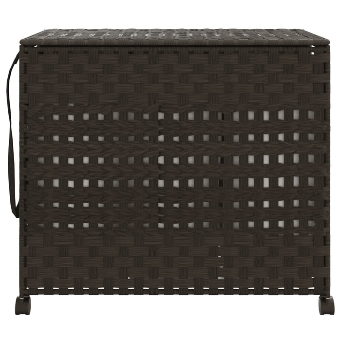 Cesto Portabiancheria Ruote Marrone Scuro 66x35x60 cm Rattan 372045