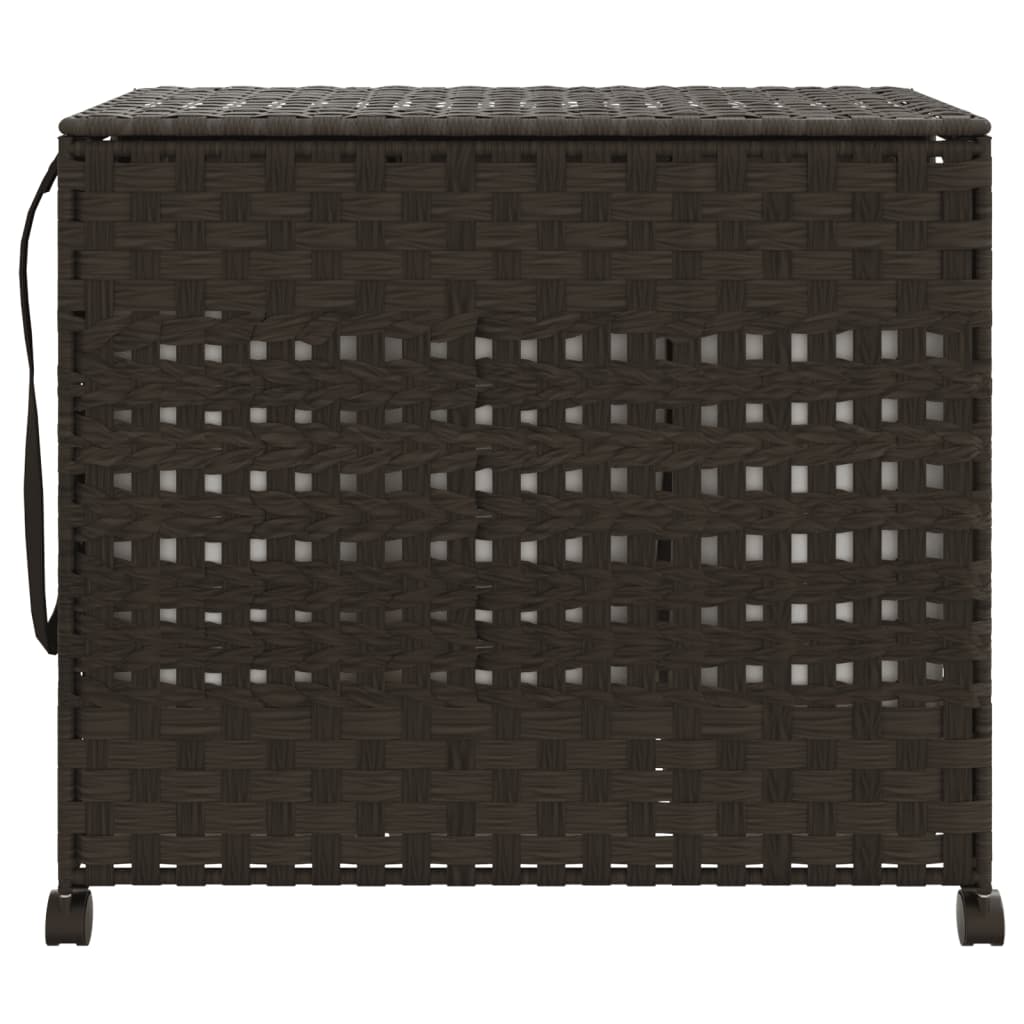 Cesto Portabiancheria Ruote Marrone Scuro 66x35x60 cm Rattancod mxl 85436