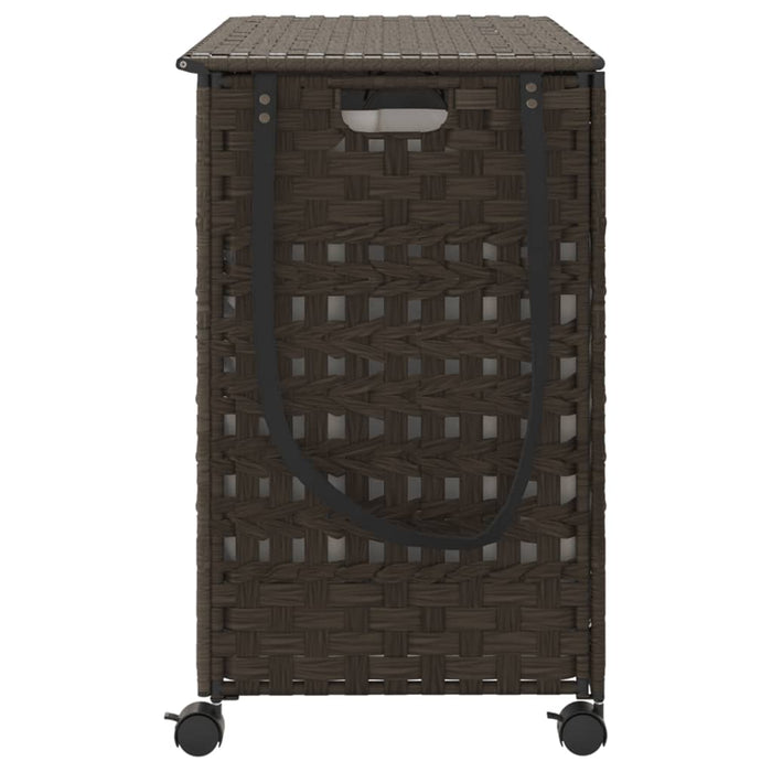 Cesto Portabiancheria Ruote Marrone Scuro 66x35x60 cm Rattan 372045