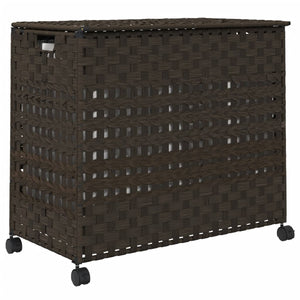 Cesto Portabiancheria Ruote Marrone Scuro 66x35x60 cm Rattan 372045