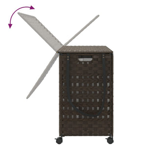 Cesto Portabiancheria Ruote Marrone Scuro 66x35x60 cm Rattan 372045