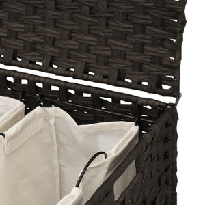 Cesto Portabiancheria Ruote Marrone Scuro 66x35x60 cm Rattan 372045