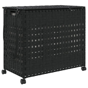 Cesto Portabiancheria con Ruote Nero 66x35x60 cm Rattancod mxl 85437