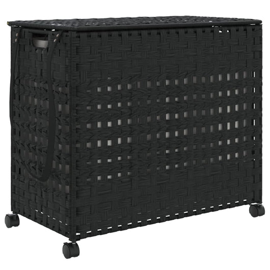 Cesto Portabiancheria con Ruote Nero 66x35x60 cm Rattancod mxl 85437