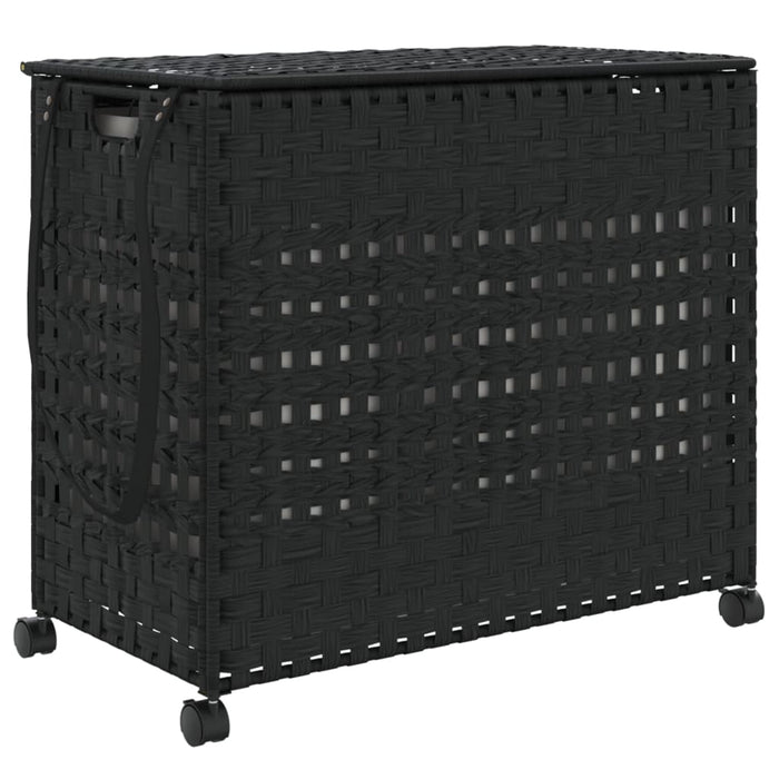 Cesto Portabiancheria con Ruote Nero 66x35x60 cm Rattancod mxl 85437