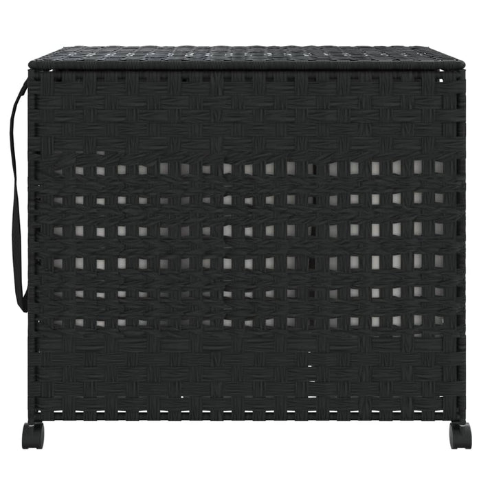 Cesto Portabiancheria con Ruote Nero 66x35x60 cm Rattancod mxl 85437