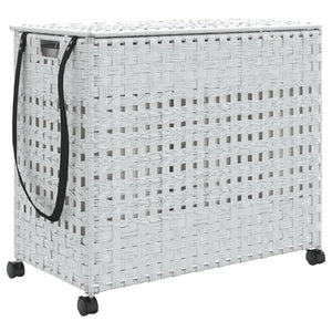 Cesto Portabiancheria con Ruote Bianco 66x35x60 cm Rattancod mxl 133376