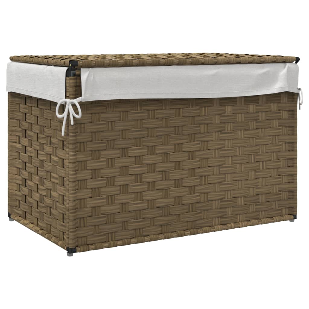 Cesto Portabiancheria con Coperchio 55,5x35x34 cm Polyrattan 372049