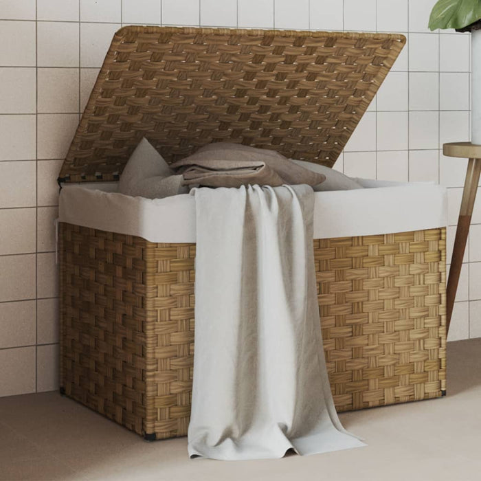 Cesto Portabiancheria con Coperchio 55,5x35x34 cm Polyrattan 372049
