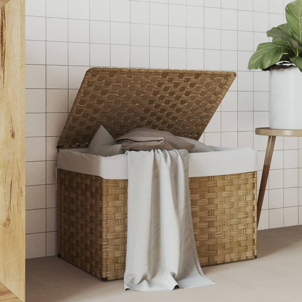 Cesto Portabiancheria con Coperchio 55,5x35x34 cm Polyrattan 372049