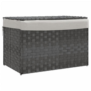 Cesto Portabiancheria Coperchio Grigio 55,5x35x34 cm Polyrattan 372051
