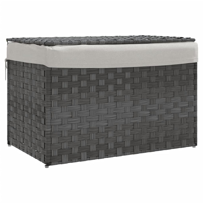 Cesto Portabiancheria Coperchio Grigio 55,5x35x34 cm Polyrattan 372051