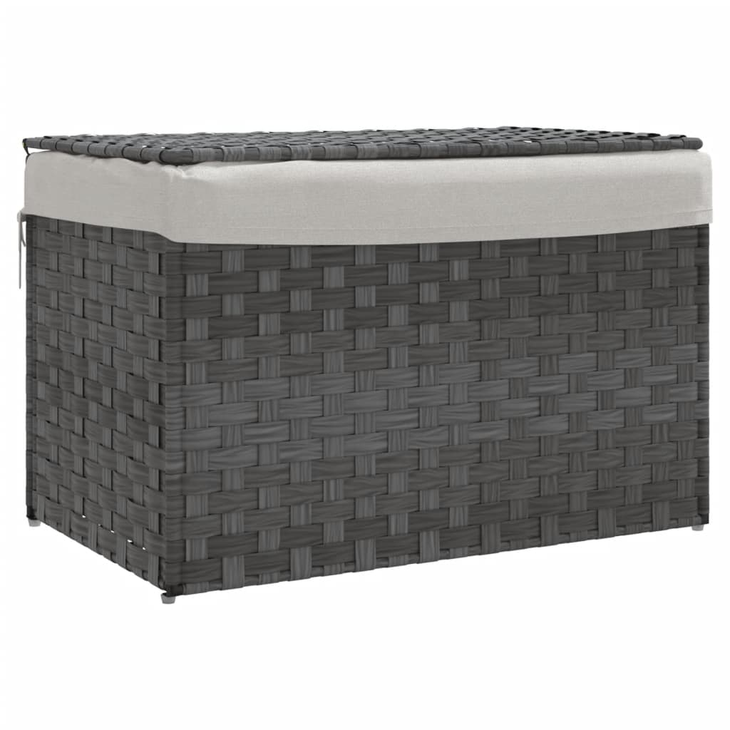 Cesto Portabiancheria Coperchio Grigio 55,5x35x34 cm Polyrattancod mxl 85654