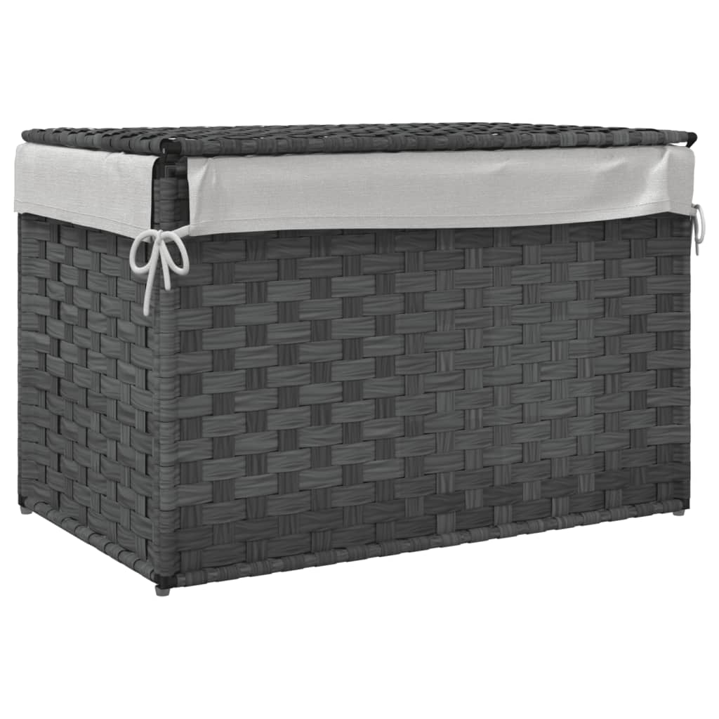 Cesto Portabiancheria Coperchio Grigio 55,5x35x34 cm Polyrattan 372051