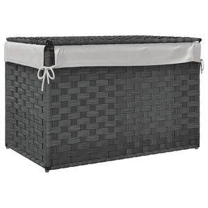 Cesto Portabiancheria Coperchio Grigio 55,5x35x34 cm Polyrattan 372051