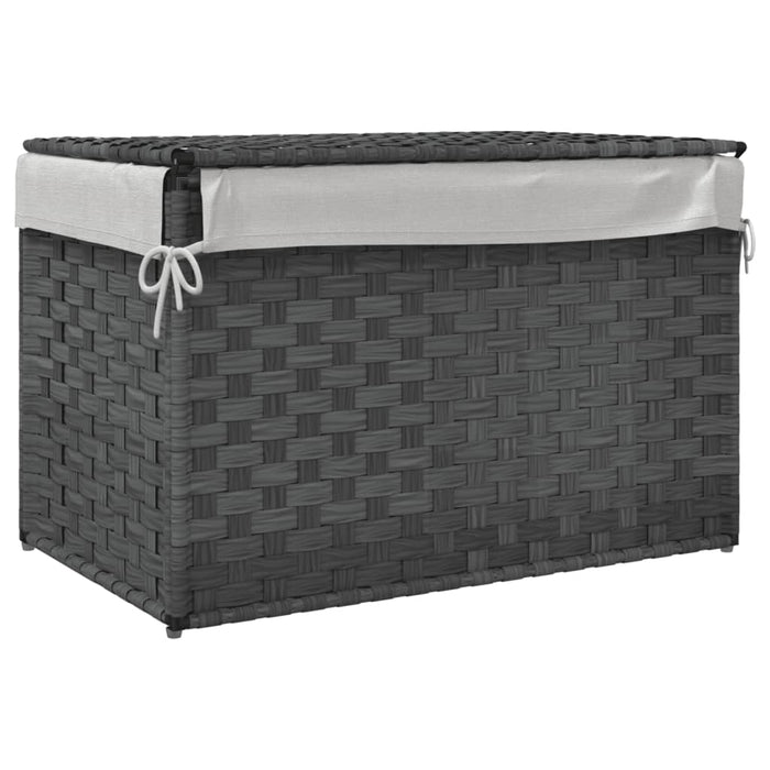 Cesto Portabiancheria Coperchio Grigio 55,5x35x34 cm Polyrattan 372051