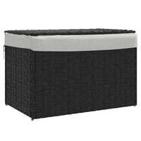 Cesto Portabiancheria Coperchio Nero 55,5x35x34 cm Polyrattan 372052
