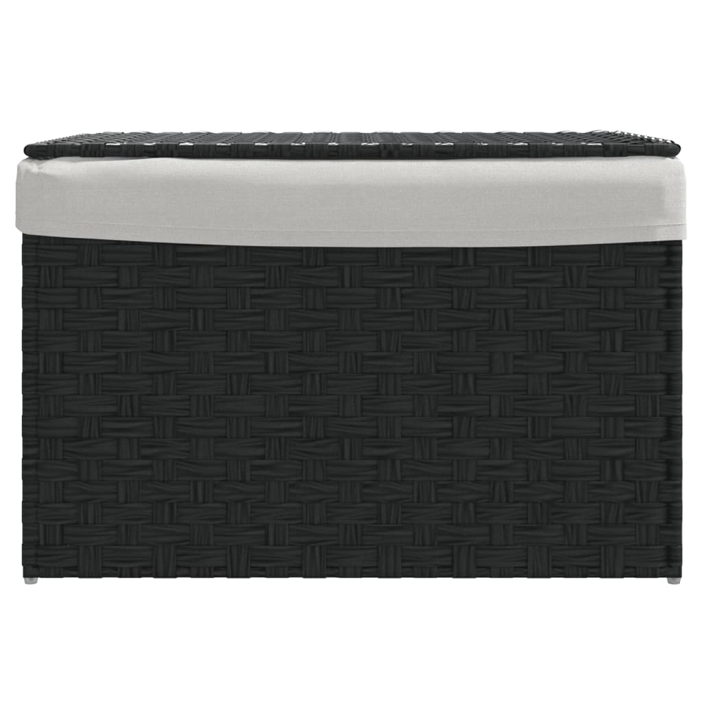 Cesto Portabiancheria Coperchio Nero 55,5x35x34 cm Polyrattan 372052