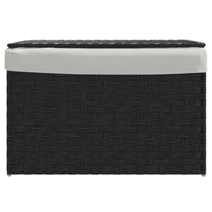 Cesto Portabiancheria Coperchio Nero 55,5x35x34 cm Polyrattan 372052