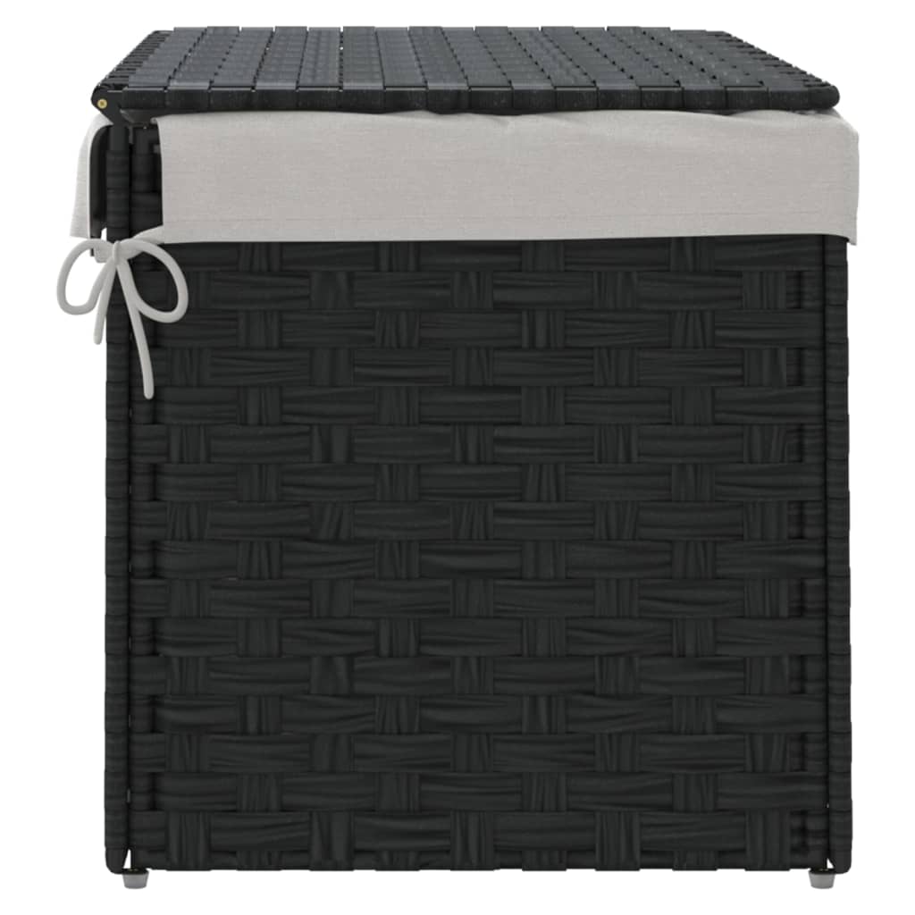 Cesto Portabiancheria Coperchio Nero 55,5x35x34 cm Polyrattan 372052