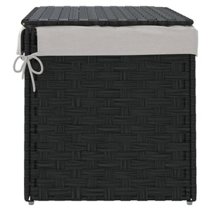 Cesto Portabiancheria Coperchio Nero 55,5x35x34 cm Polyrattan 372052