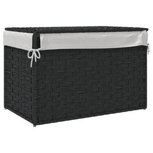 Cesto Portabiancheria Coperchio Nero 55,5x35x34 cm Polyrattan 372052