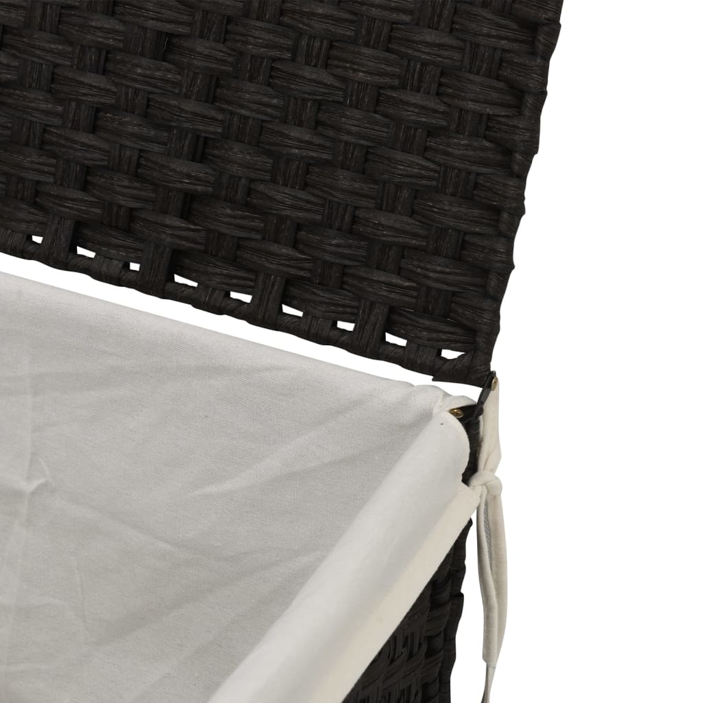 Cesto Portabiancheria Coperchio Nero 55,5x35x34 cm Polyrattan 372052