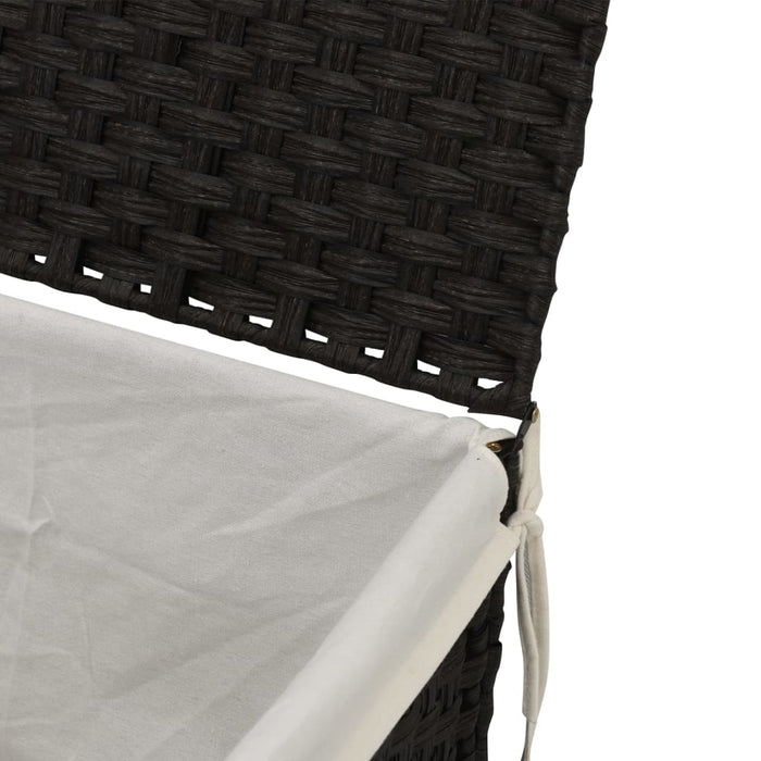 Cesto Portabiancheria Coperchio Nero 55,5x35x34 cm Polyrattan 372052