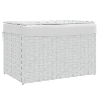 Cesto Portabiancheria Coperchio Bianco 55,5x35x34 cm Polyrattan 372053