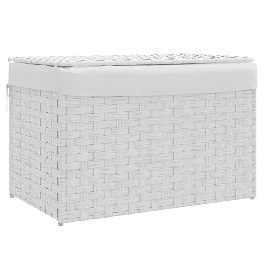 Cesto Portabiancheria Coperchio Bianco 55,5x35x34 cm Polyrattan 372053