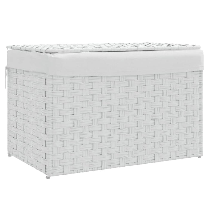 Cesto Portabiancheria Coperchio Bianco 55,5x35x34 cm Polyrattan 372053
