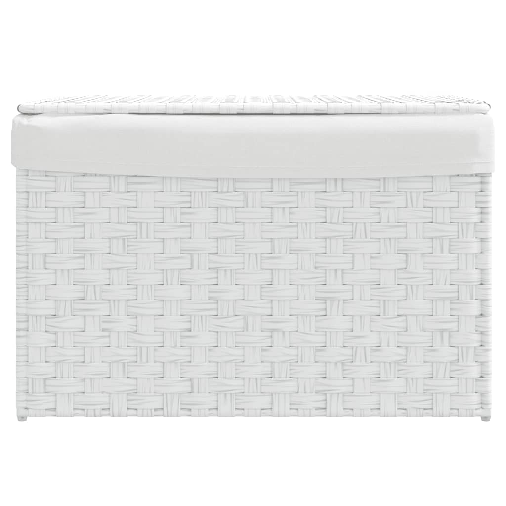 Cesto Portabiancheria Coperchio Bianco 55,5x35x34 cm Polyrattan 372053