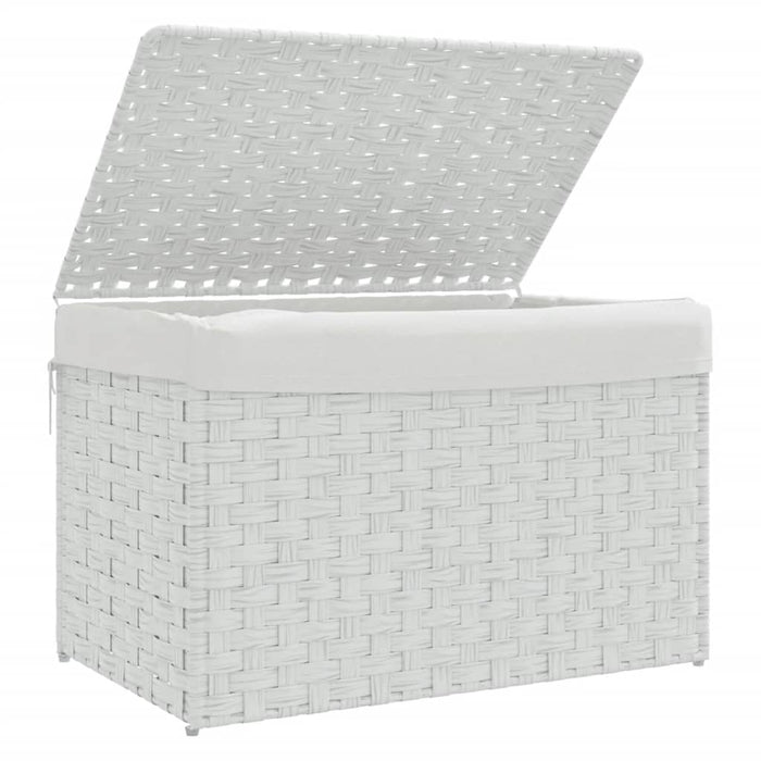 Cesto Portabiancheria Coperchio Bianco 55,5x35x34 cm Polyrattan 372053