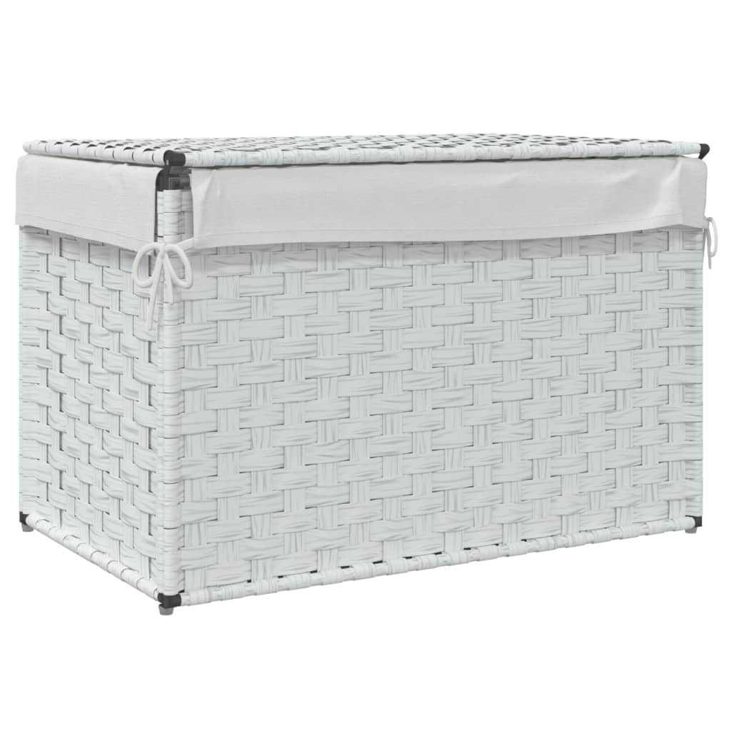Cesto Portabiancheria Coperchio Bianco 55,5x35x34 cm Polyrattan 372053