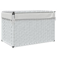 Cesto Portabiancheria Coperchio Bianco 55,5x35x34 cm Polyrattan 372053