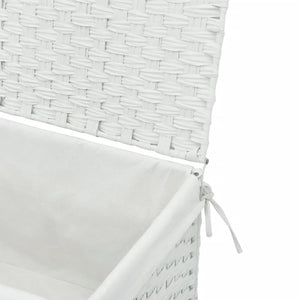Cesto Portabiancheria Coperchio Bianco 55,5x35x34 cm Polyrattan 372053