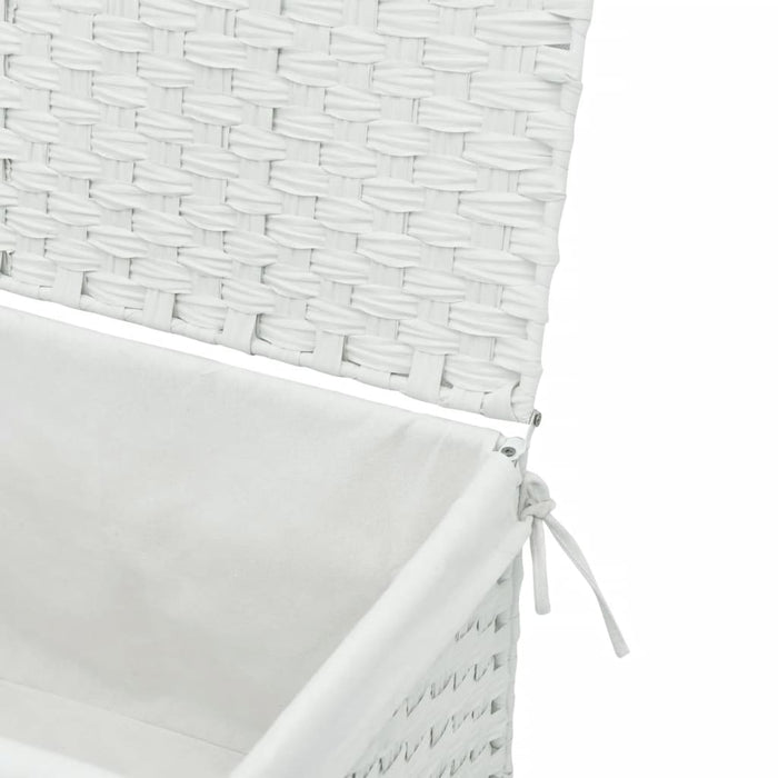 Cesto Portabiancheria Coperchio Bianco 55,5x35x34 cm Polyrattan 372053