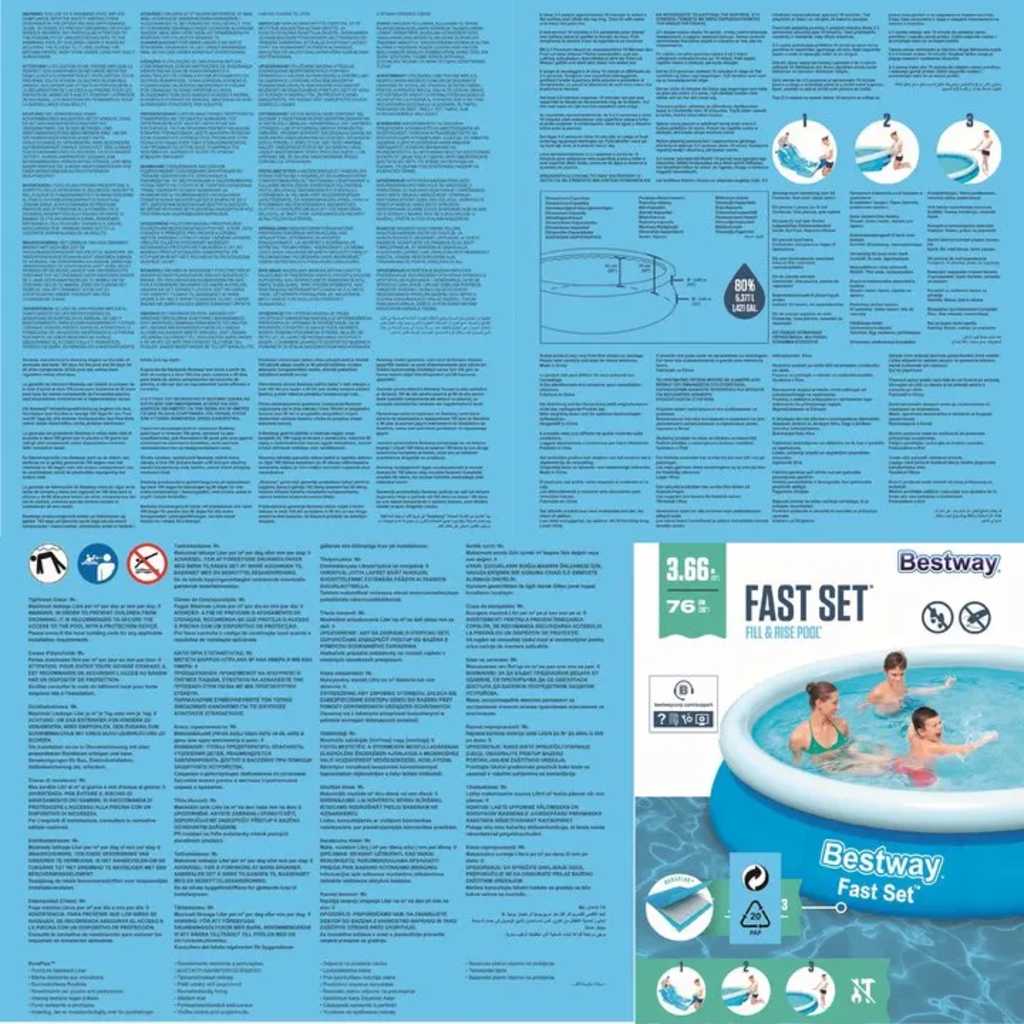 Bestway Piscina Gonfiabile Rotonda Fast Set 366x76 cm 57273 3202417