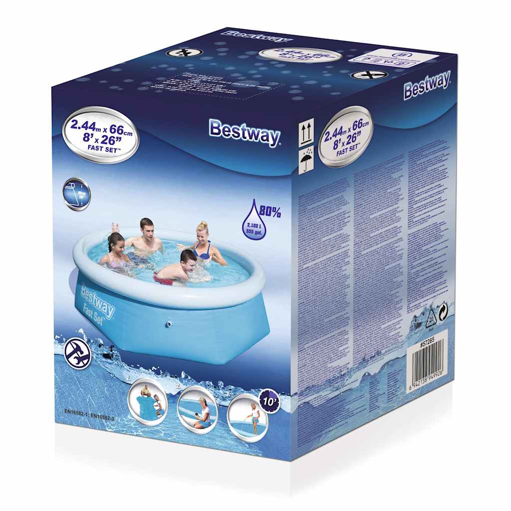 Bestway Piscina Gonfiabile Rotonda Fast Set 244x66 cm 57265 3202429