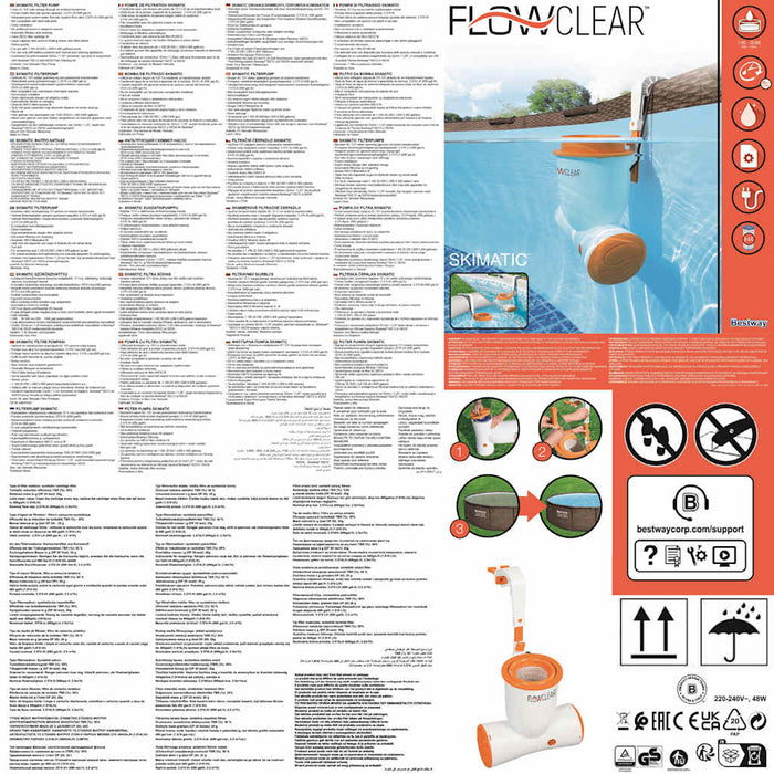 Bestway Pompa con Filtro per Piscina Flowclear Skimatic 2574 L/h 58462 3202432