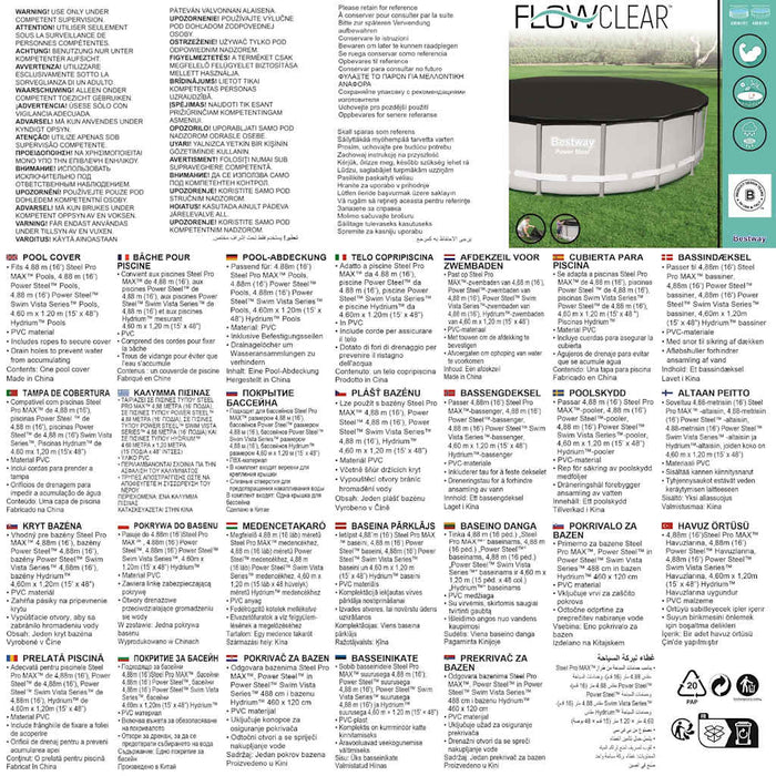 Bestway Copertura per Piscina Flowclear 488 cm 3202470