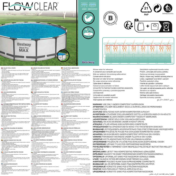 Bestway Copertura Solare per Piscina Flowclear 427 cm 3202481
