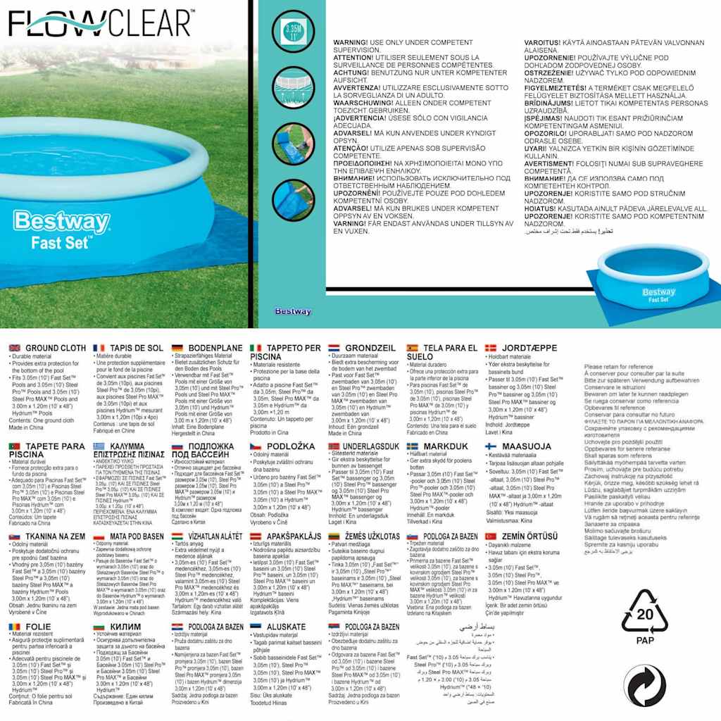 Bestway Telo Base Piscina Flowclear 335x335 cm 3202484