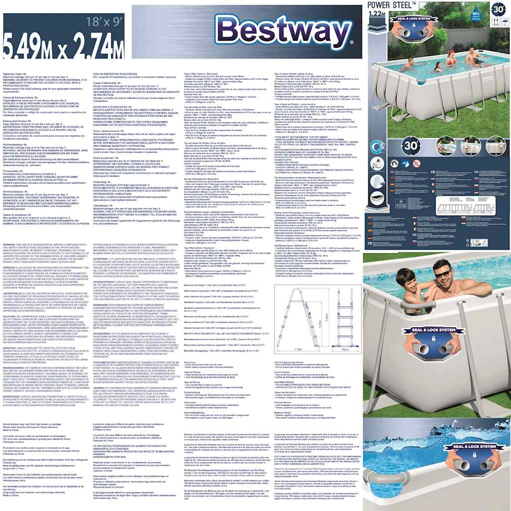 Bestway Set Piscina Rettangolare Power Steel 549x274x122 cm 3202503